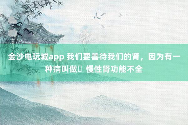 金沙電玩城app 我們要善待我們的腎，因?yàn)橛幸环N病叫做?慢性腎功能不全