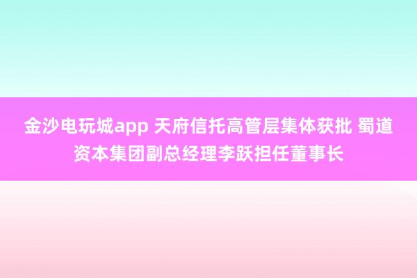 金沙電玩城app 天府信托高管層集體獲批 蜀道資本集團副總經理李躍擔任董事長
