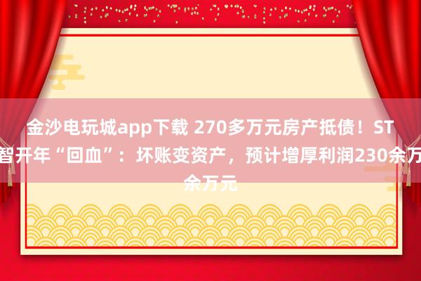 金沙電玩城app下載 270多萬元房產抵債！ST遠智開年“回血”：壞賬變資產，預計增厚利潤230余萬元