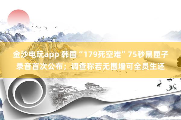 金沙電玩app 韓國“179死空難”75秒黑匣子錄音首次公布；調查稱若無圍墻可全員生還