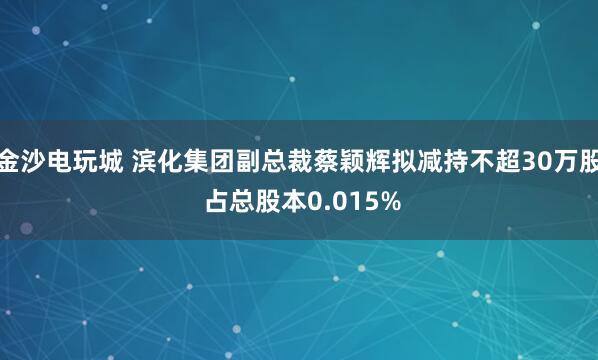 金沙電玩城 濱化集團副總裁蔡穎輝擬減持不超30萬股 占總股本0.015%