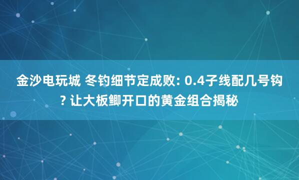 金沙電玩城 冬釣細(xì)節(jié)定成敗: 0.4子線配幾號(hào)鉤? 讓大板鯽開口的黃金組合揭秘