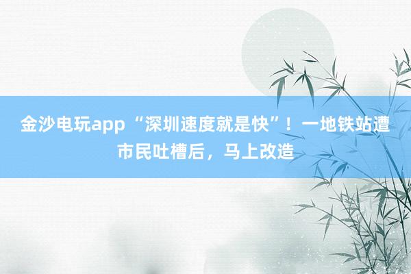 金沙電玩app “深圳速度就是快”！一地鐵站遭市民吐槽后，馬上改造
